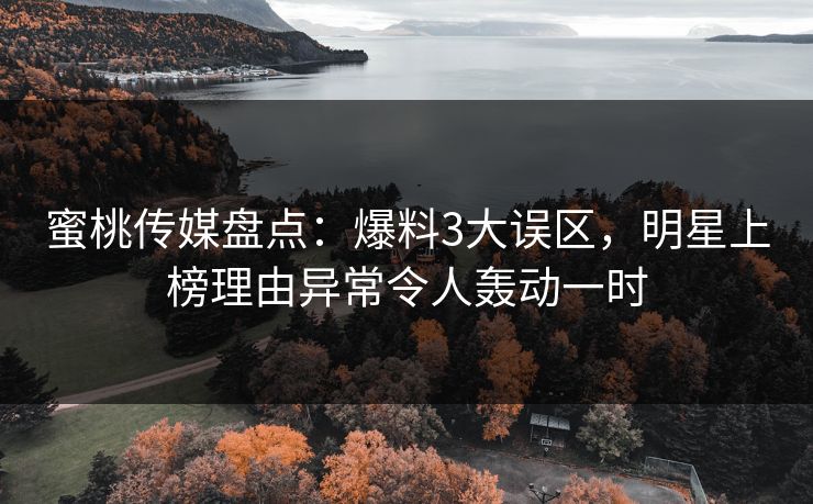 蜜桃传媒盘点：爆料3大误区，明星上榜理由异常令人轰动一时