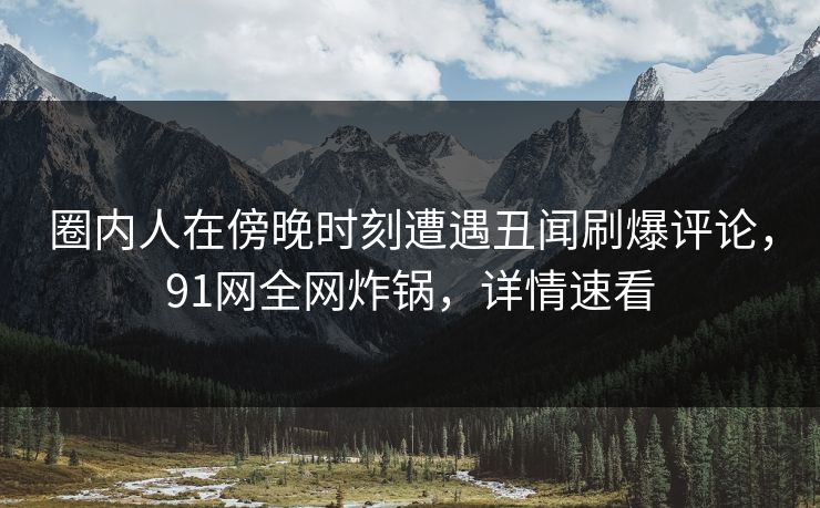 圈内人在傍晚时刻遭遇丑闻刷爆评论，91网全网炸锅，详情速看
