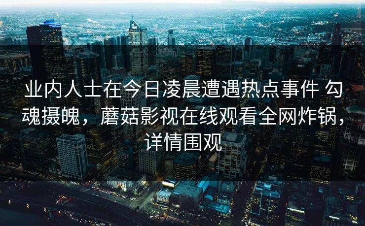 业内人士在今日凌晨遭遇热点事件 勾魂摄魄,蘑菇影视在线观看全网炸锅,详情围观 业内人士在今日凌晨遭遇热点事件 勾魂摄魄,蘑菇影视在线观看全网炸锅,详情围观